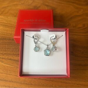 Silver Blue Earring + Necklace Set